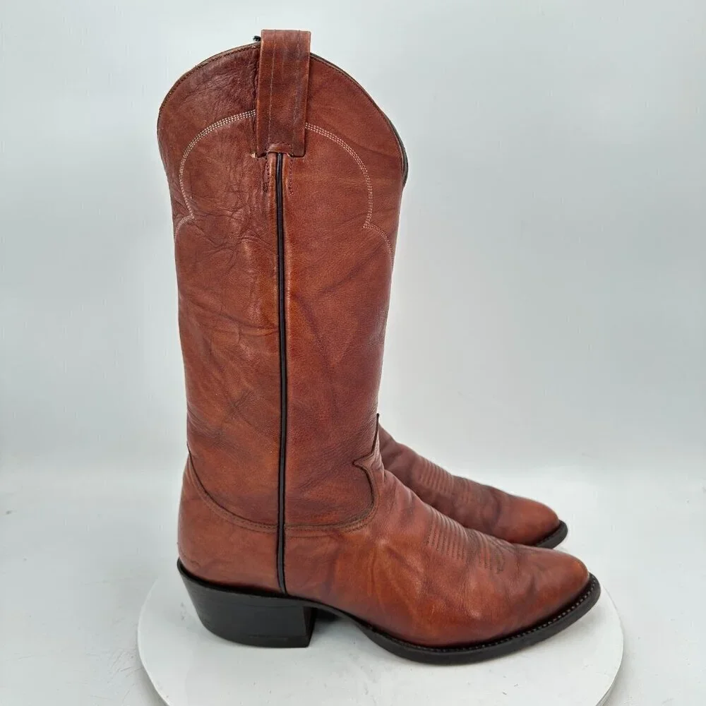 Tony Lama 5084 Men Size 8D Brown Marble Leather Pull On Western Cowboy Boot